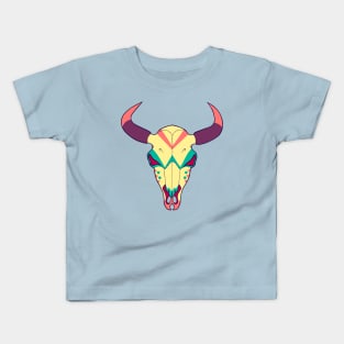 Painted Bison Cow Skull Kids T-Shirt